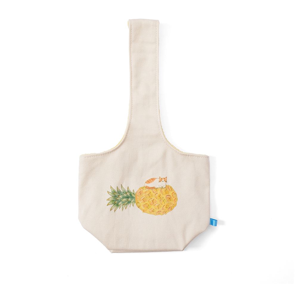 Jean Cultural 知音文創｜帆布印花飲料提袋 貓咪鳳梨