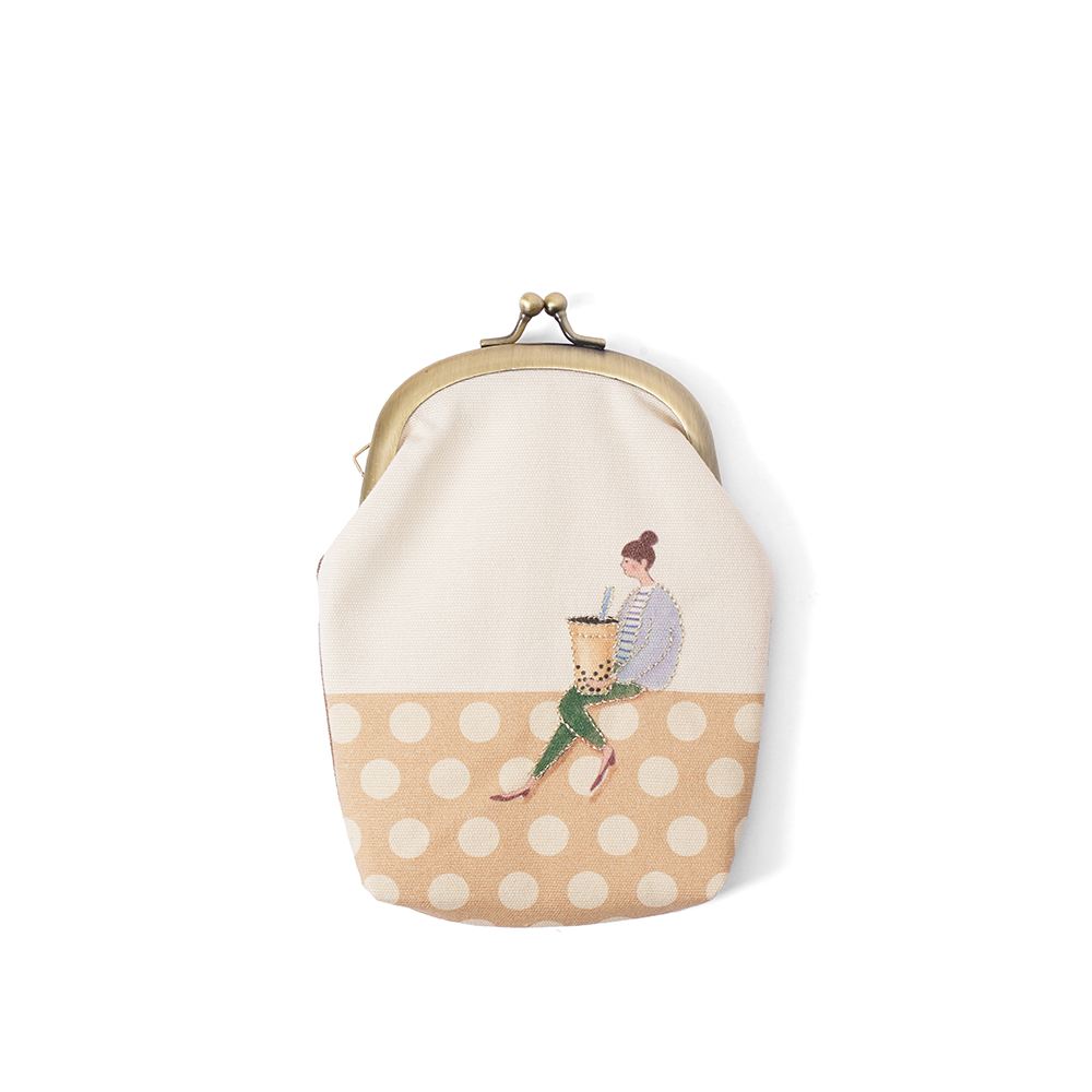 Jean Cultural 知音文創｜電繡口金包零錢包 女孩珍奶