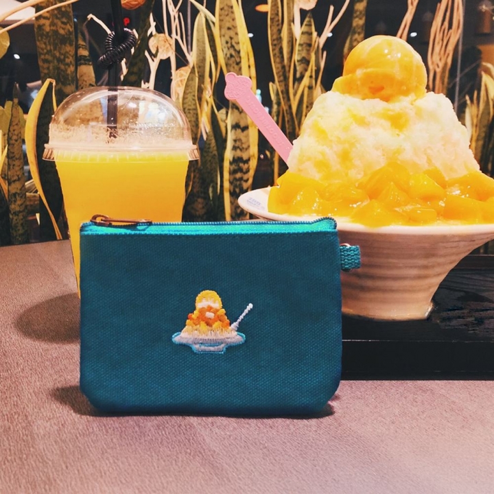 一帆布包｜台灣小食系列 帆布扁形刺繡零錢包 芒果冰