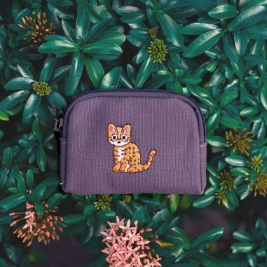一帆布包|臺灣動物系列 帆布刺繡零錢包 石虎