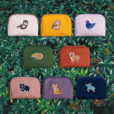 一帆布包|臺灣動物系列 帆布刺繡零錢包 石虎