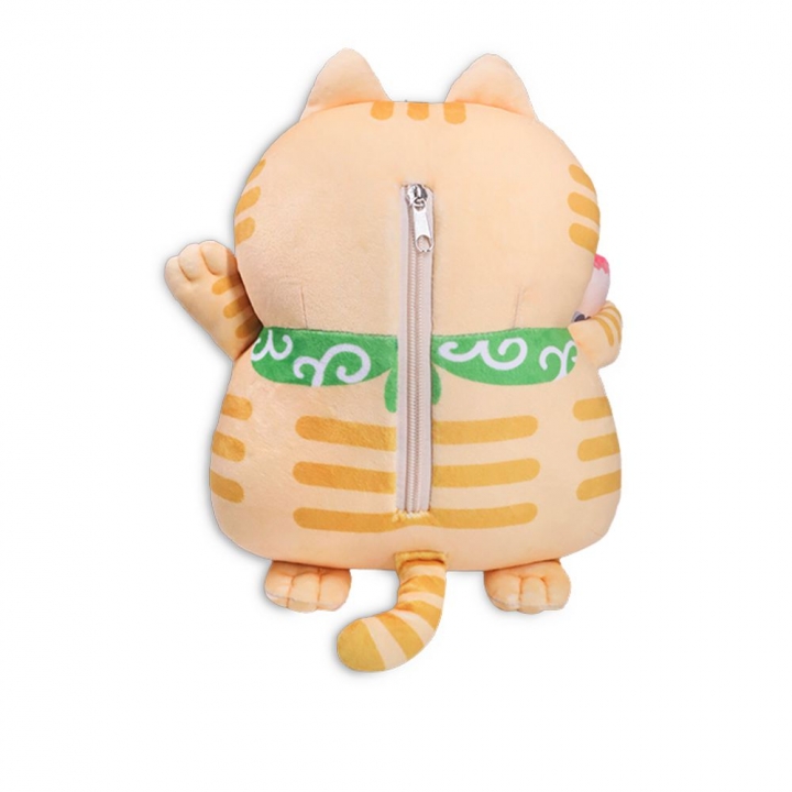 耍廢貓兩用造型頸枕-小橘貓珍珠奶茶