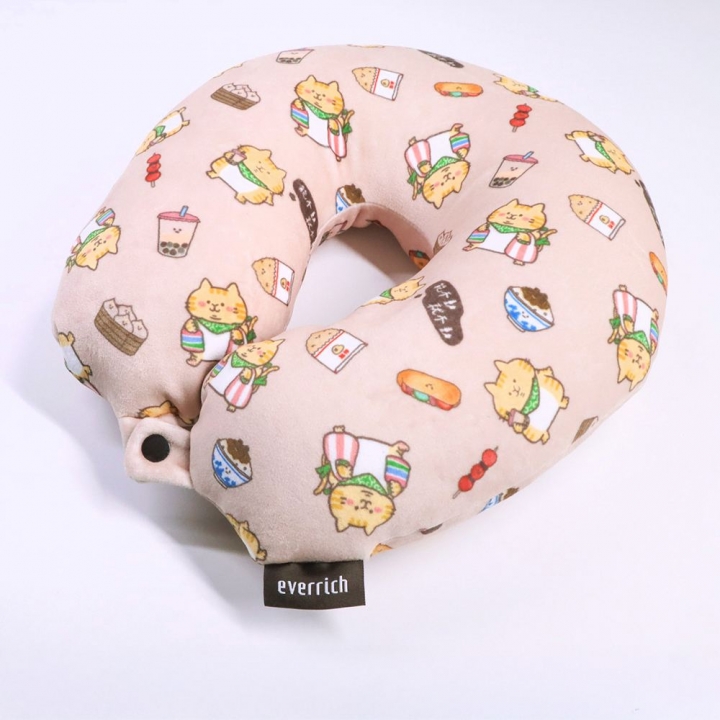 耍廢貓兩用造型頸枕-小橘貓珍珠奶茶