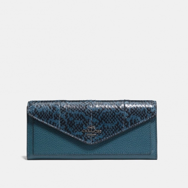 Coach蔻馳(精品) 蛇皮拼接薄型信封式長夾