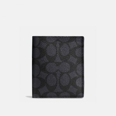 Coach蔻馳(精品) 經典LOGO塗層帆布薄型零錢皮夾