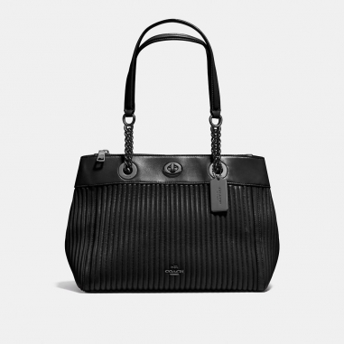 Coach蔻馳(精品) TURNLOCK EDIE 絎縫格紋皮革手袋
