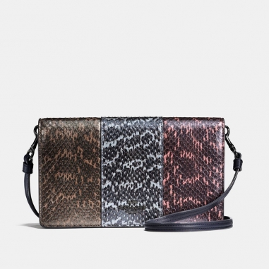 Coach蔻馳(精品) 蛇皮拼接皮革小斜揹手袋