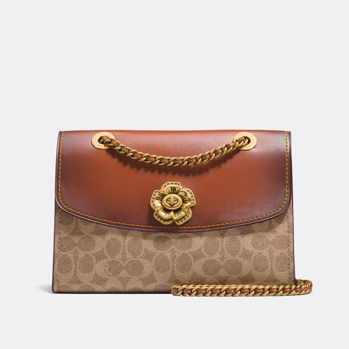 Coach寇馳 PARKER經典塗層帆布肩背手袋