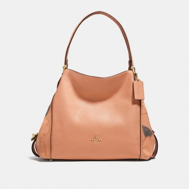 Coach蔻馳(精品) EDIE 31拼接茶香玫瑰肩背手袋