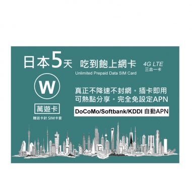 WiYoW萬遊卡 萬遊卡日本5天吃到飽