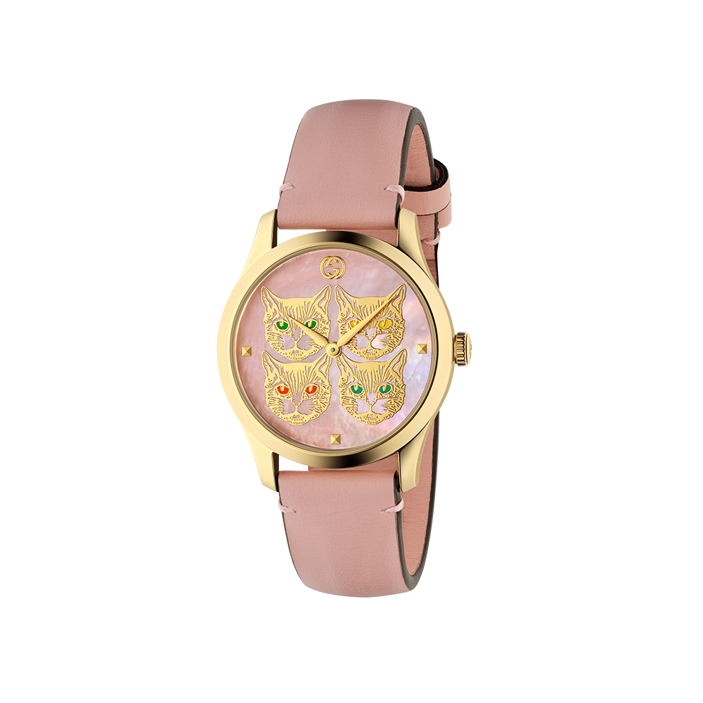 Gucci G-TIMELESS貓頭皮帶腕錶