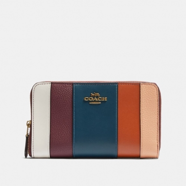 Coach蔻馳(精品) PATCHWORK STRIPES拉鍊中夾