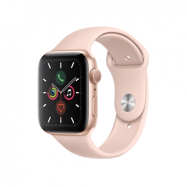 AppleApple 金色鋁金屬錶殼 粉沙色運動型錶帶