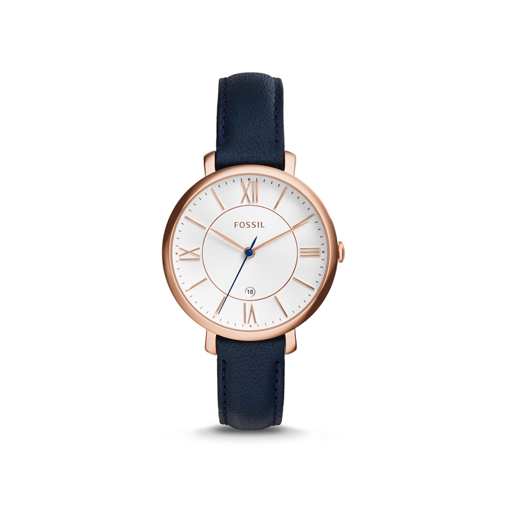 Fossil Jacqueline 系列賈姬風尚經典女錶 藍色真皮皮革錶帶