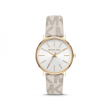 Michael Kors邁克爾高司 PYPER 經典LOGO紋路真皮腕錶