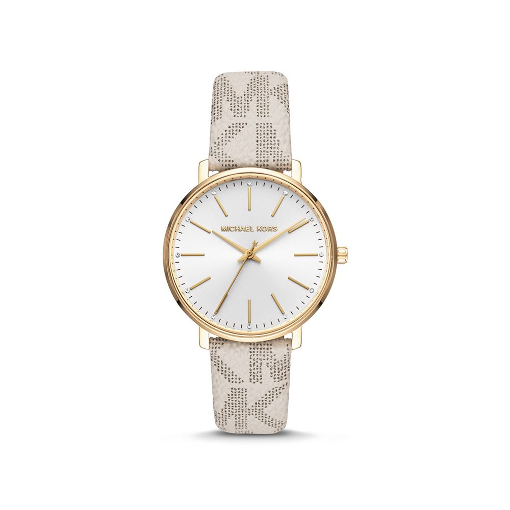 Michael Kors PYPER 經典LOGO紋路真皮腕錶