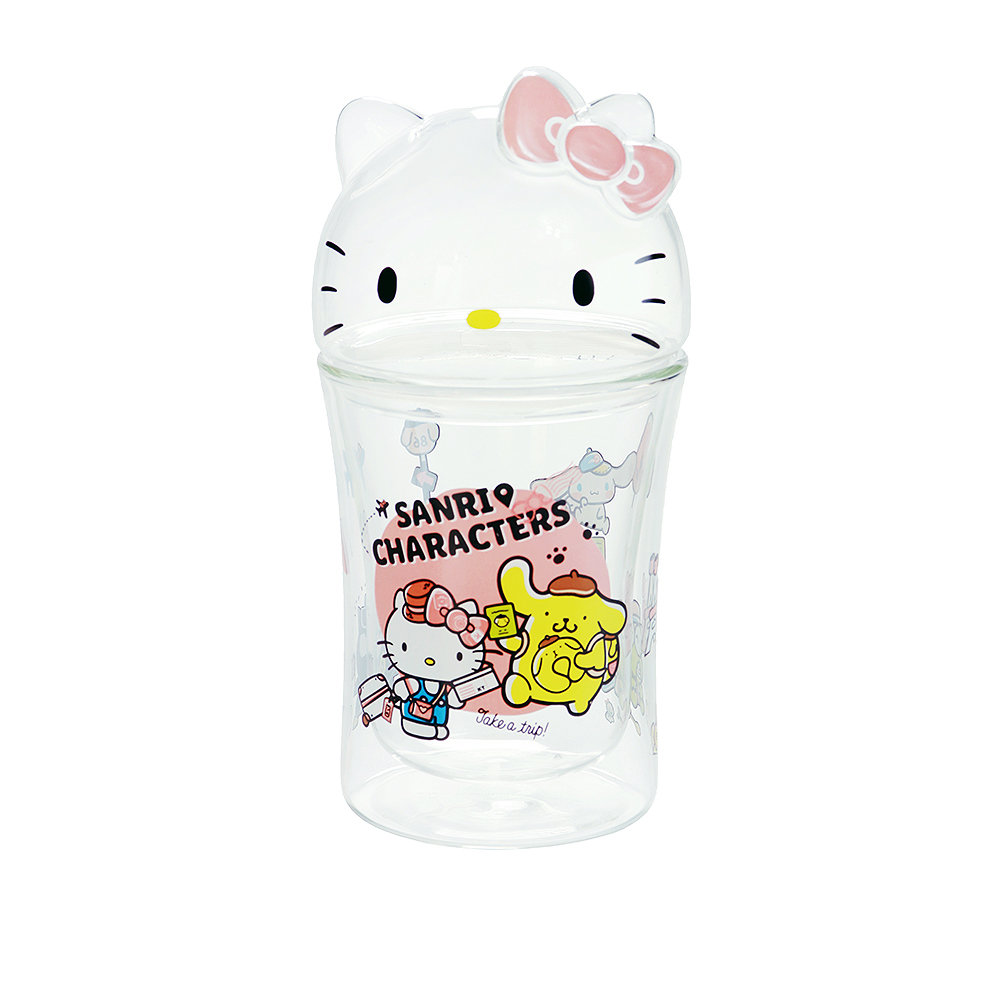 EVERRICH Sanrio三麗鷗 HELLO KITTY好朋友造型玻璃雙層杯