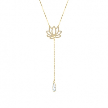 Swarovski施華洛世奇 Symbol鑲鏤空蓮花金Y字鍊