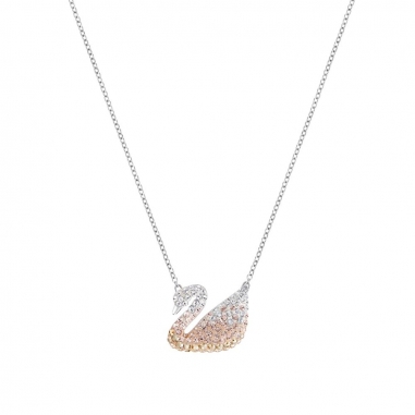 Swarovski施華洛世奇 IconicSwan漸層粉晶墜鍊大